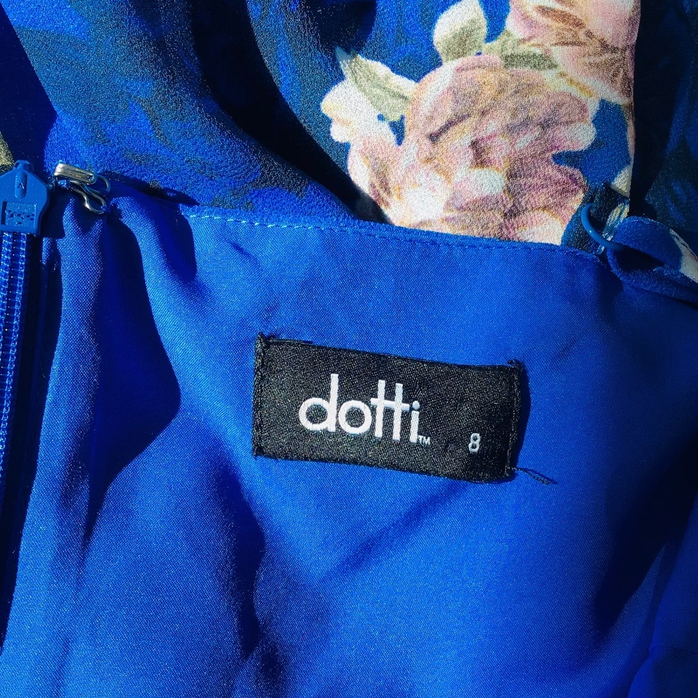 DOTTI size 8 blue floral chiffon dress with spaghetti straps - Picture 7 of 9